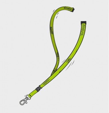 Shoelace lanyard with carabiner, buckle and safety clip