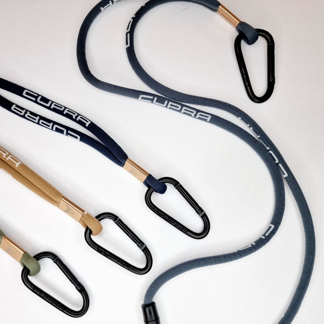 Tubular Polyester woven cord lanyard with metal clamp.