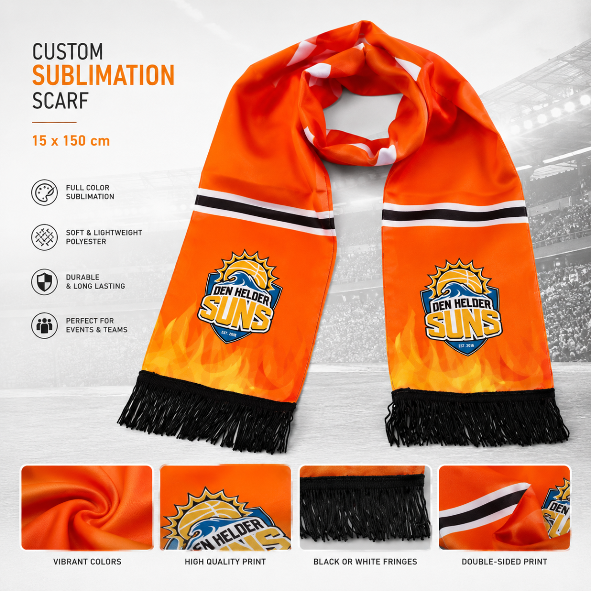 Fan Scarf - Custom Sublimation 15×150 cm