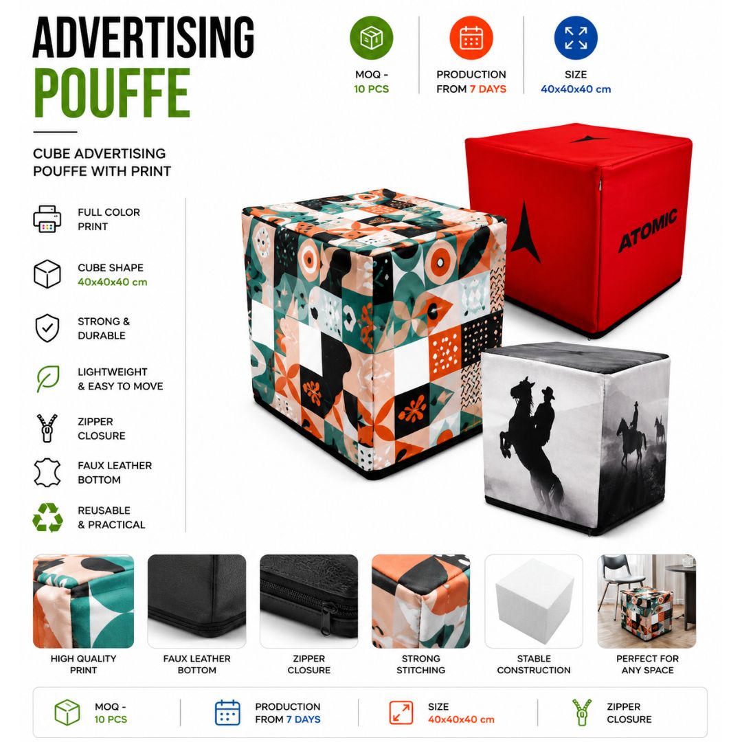Advertising Pouffe Cube with Custom Print