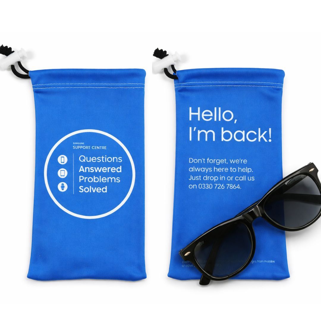Custom Sunglasses Pouch with Logo – Drawstring Glasses Case 9×18 cm