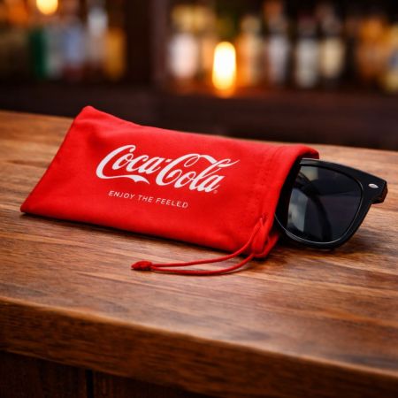 Custom sunglasses pouch with logo, drawstring Lycra glasses case
