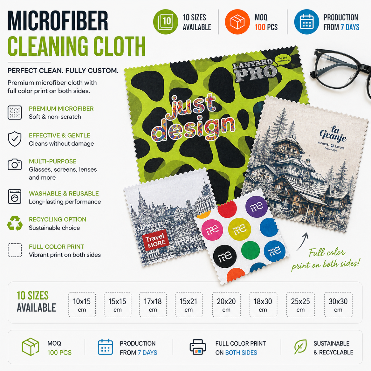 Ściereczka z mikrofibry do czyszczenia okularów – 10 x 15 cm