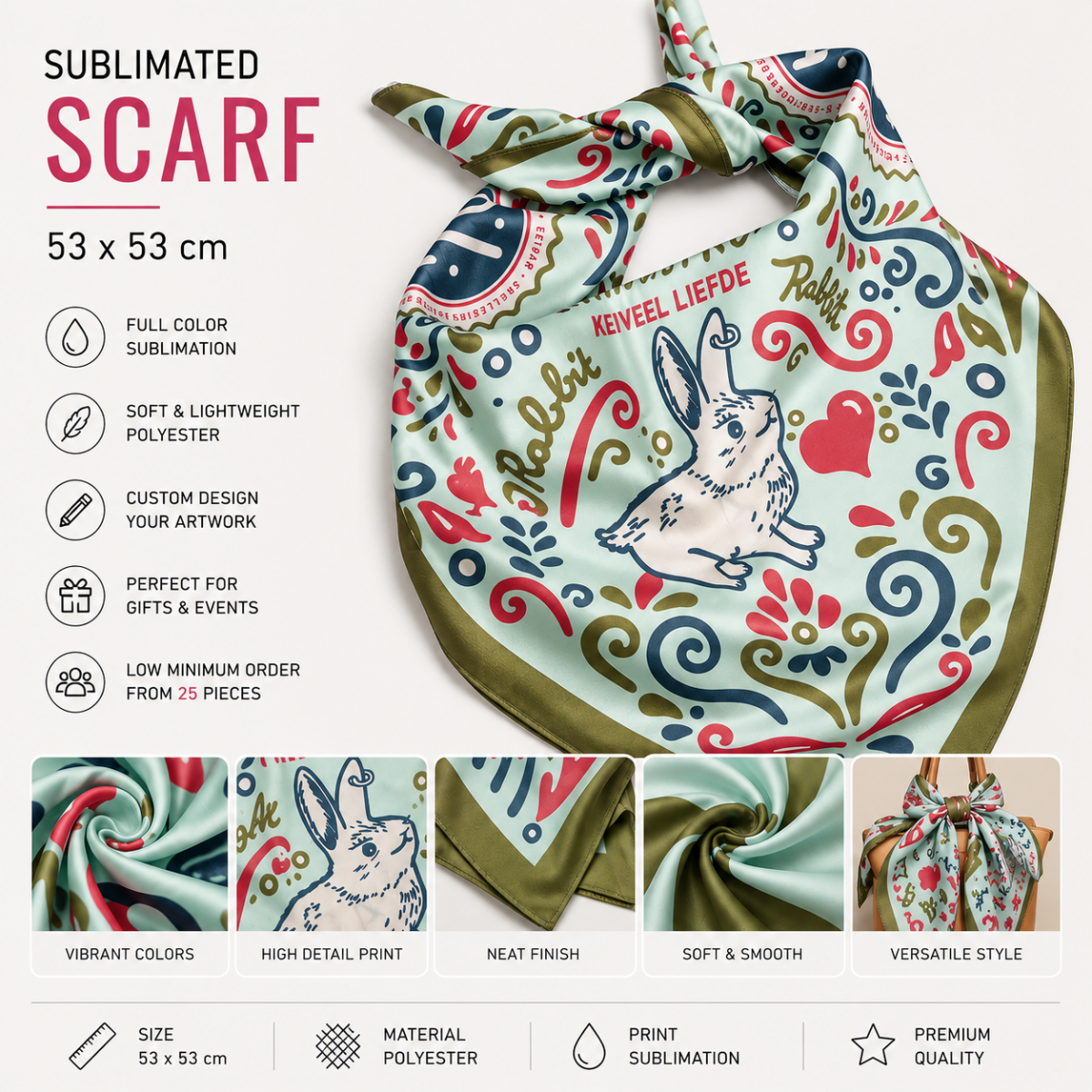 Chic Sublimated Scarf for Woman